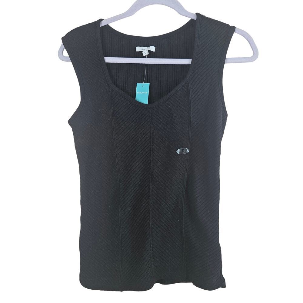 Maurices Black Ribbed Sqaure Neck Tank Top Size Small